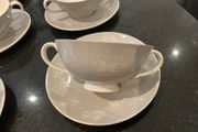 Royal Doulton 'bridal veil' set of six soup bowls and matching saucers