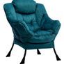Comfy Chair for Living Room Bedroom Reading Chair Small Sofa Chairs Relax Arm Chairs with Steel Frame, Blue Green Image 2