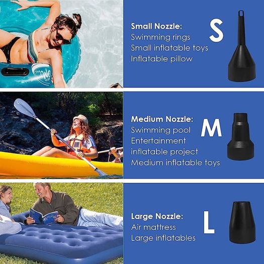 Electric Air Pump, portable quick fill AC Inflator Deflator with 3 Nozzles 220V AC/150W 50/60Hz Quick Fill Electric Pump for Inflatable Air Mattress Pump Air Bed Pool Toy Raft Boat (FREE SHIPPING)