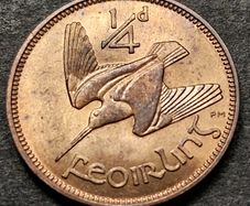 Excellent 1966 Ireland 1 Farthing coin witgh Luster