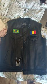 Real Leather vest xl motorbike gear with patches