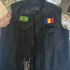 Real Leather vest xl motorbike gear with patches
