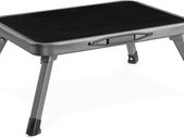 Portable Step Stool - Folding One Step Ladder - 17cm High Small Foldable Lightweight Metal Stool with Handle - 150kg Max Capacity - Grey
