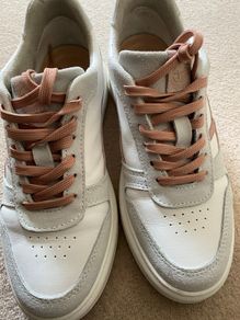 Ladies leather runners white, pink and grey