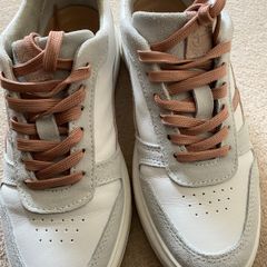Ladies leather runners white, pink and grey