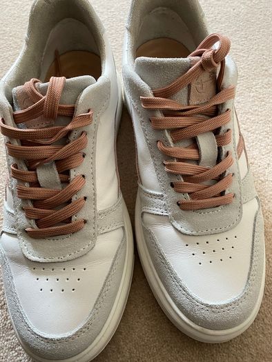 Ladies leather runners white, pink and grey