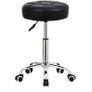 Round Rolling Stool Chair PU Leather Height Adjustable Shop Stool Swivel Drafting Work SPA Salon Stools with Wheels Office Chair (Black) Image 2