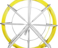 Fish Tape Fiberglass, 425 ft, 6mm, Cable Running Rod, Duct Rodder Fishtape Wire Puller with Steel Reel Stand, 3 Pulling Heads, Fishing Tools for Walls and Electrical Conduit, Non-Conductive