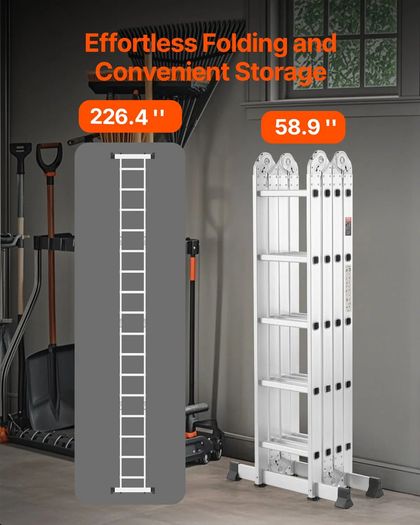 7-in-1 Folding Ladder 5.8M - 150kg Load - Heavy Duty Telescopic Extension