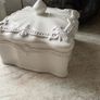 New French inspired ceramic lidded storage box in antique white. Image 3