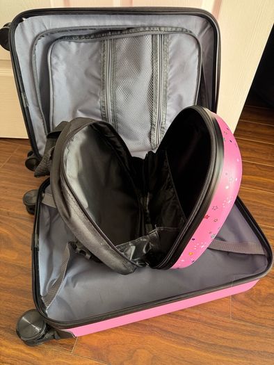 Weewooday Kids Luggage and Backpack 18" Suitcase with Spinner Wheel Hard Case Travel 13" Backpack Girl Suitcase Set for Kids Travel Supplies