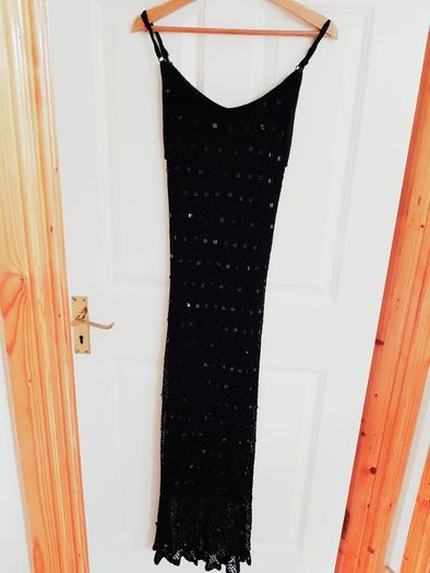 Black Party Dress with Sequins - Size 14