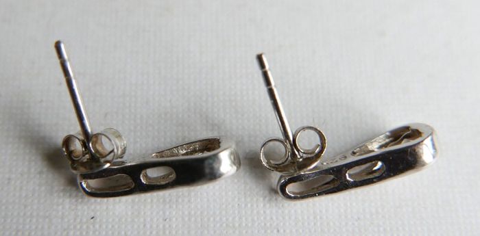 Vintage Sterling Silver 925 CZ Loop Drop Earrings 1,54g