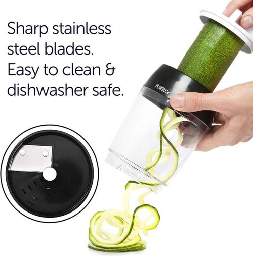 Vegetable Slicer Spiralizer for Vegetables - 4 in 1 Vegetable Spiralizer Spiraliser Hand Held with Container - Spaghetti Zoodle Zucchini Noodle Maker Food Spiralizer Veg Spiralizer Vegetable Slicer (FREE POSTAGE)