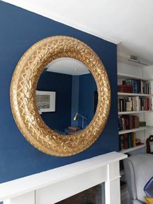 Ornate Large Gold Gilt Frame Round Wall Mirror