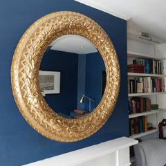 Ornate Large Gold Gilt Frame Round Wall Mirror