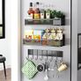 Magnetic Spice Rack for Refrigerator, 3 Pack Magnetic Shelf, Fridge Organizer Shelves for Kitchen Organization and Storage, Moveable Space Saver Seasoning Racks with 8 Hooks Image 9