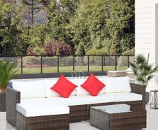 6 Piece Rattan Corner Sofa Set with Cushions