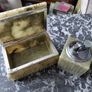 Antique Italian alabaster smoking set cigarette box and lighter Image 2