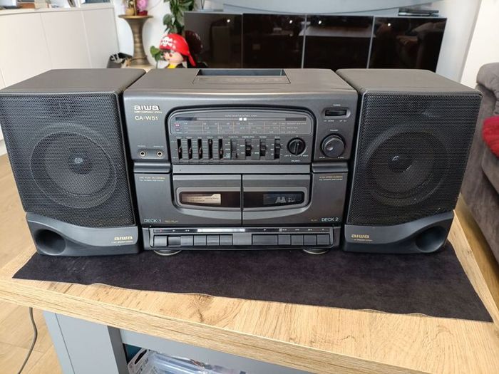 Aiwa CA W51 Dual Cassette Recorder Radio Boombox HI Speed Dubbing W EQ