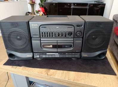 Aiwa CA W51 Dual Cassette Recorder Radio Boombox HI Speed Dubbing W EQ