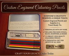 Personalised Engraved Colouring Pencils in case.