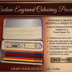 Personalised Engraved Colouring Pencils in case.