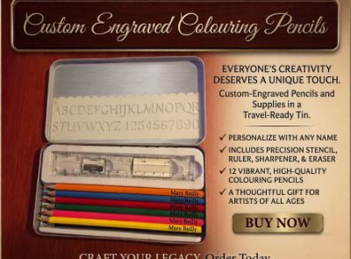 Personalised Engraved Colouring Pencils in case.