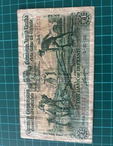1938 Irish Ploughman One Pound Banknote Ireland 1 Note Scarce Bank Of Ireland