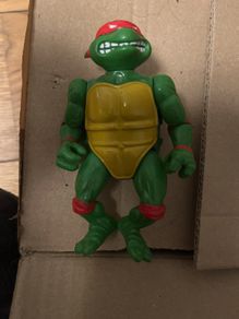 Vintage TMNT Figure Lot 1988 1989 Playmates - Raphael Soft Head & Shiny Chrome Metalhead Robot Turtle