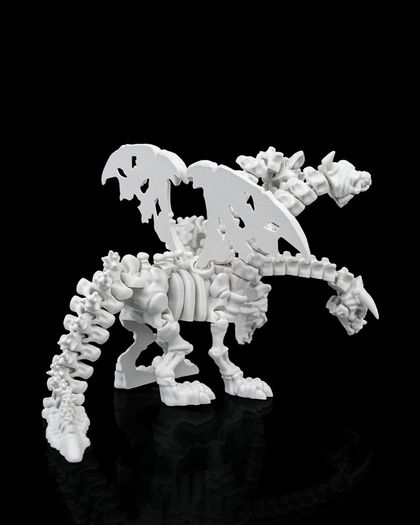 Articulated 5-Headed Hydra Dragon Skeleton - 3D Printed Pentadragon Mythical Figurine