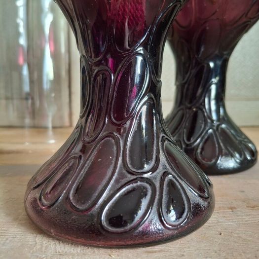 Pair of Cranberry Glass Lamps