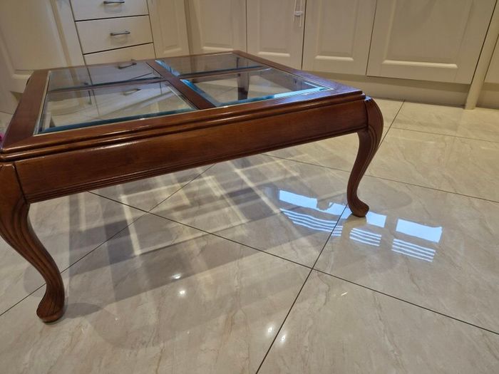 Solid Wood Glass Top Coffee Table