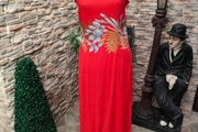 Vintage Red floral maxi dress Mariko size 12/14 Postage included
