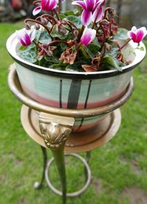Antique Heavy Brass Plant Stand