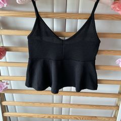cami asos petite range black peplum top size 12