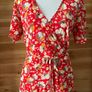 dress mini & Other Stories Printed Scallop Wrap Mini Dress Women's Red Floral size 10 Image 9