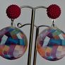 Round Geometric Pattern Beaded Stud Earrings Image 6