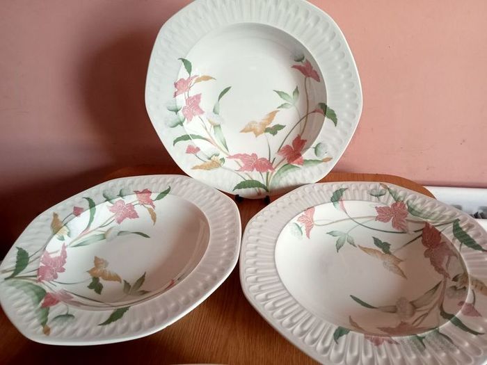 1970' PONTESA Spain Porcelain  Large Pasta Bowls x 6