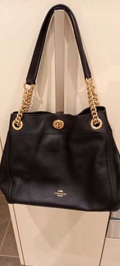 Coach "Edie" Turn-Lock Pebble Leather Bag / NEW