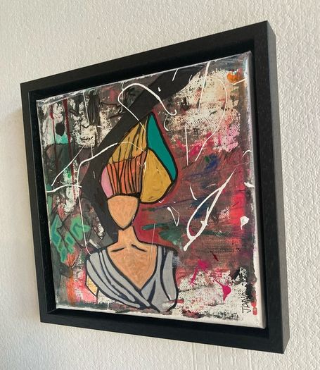 Framed Original Eighties Theme Hairdo Theme Art Contemporary Art Painting  Original Gift