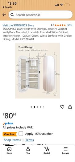 Mirror with lockable storage - can hang on door