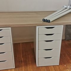 Table with 2 Alex Ikea drawers