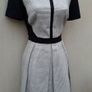 Karen Millen Black & White Textured Pleated A-Line Dress Image 9