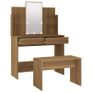 Dressing Table Set with LED Brown Oak Engineered Wood Image 5