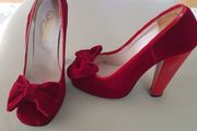 Raspberry Red Velvet Shoes SIZE 2 NEW