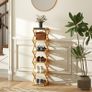 foldable 6-tier shoe stand made of bamboo, for max. 9 pairs of shoes, 30 x 29 x 108 cm, Natural Image 4