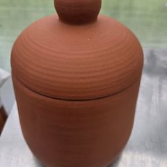 Large Terracotta Storage Jar with Lid
