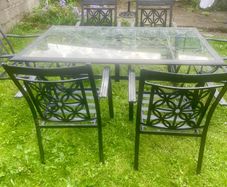 Cast iron table and chairs