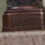 Copper Sacred art statue of Saint Francis of Assisi on marble plinth. Image 7